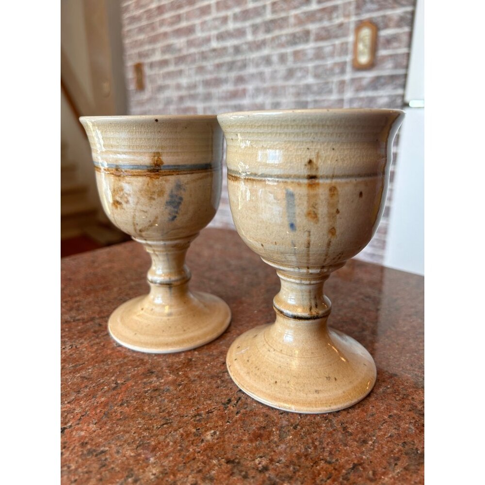 2 Vintage PAULS Studio Pottery Goblets